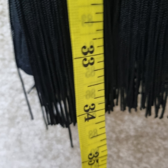Zara Fringe Dress L 12 Flapper 1920s Black Party Fancy Dress Knee Length - Picture 8 of 10